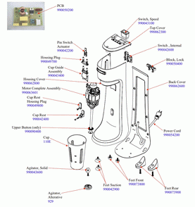 Diagram Diagram and Parts List for HMD200-CE-C  Hamilton Beach Drink Mixer